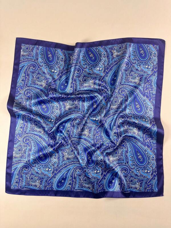1PC Ladies Classic Paisley Print Square Scarf Elegant Neckerchief Bandana Women Satin Head Scarf Hair Accessories