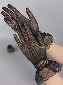 1pc Ladies Lace Gloves Elegant Short Lace Gloves Tea Party Gloves For Women Wedding Dinner Party