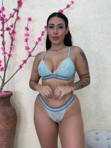 Secret Sexy Lace Set Sensual Colors Bra And Thong Lingerie