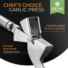 ORBLUE Garlic Press Stainless Steel - Premium Professional Grade Garlic Mincer, Crusher & Peeler Set - Easy Clean, Dishwasher Safe & Rust-Proof - 鉻合金 - 查看 4