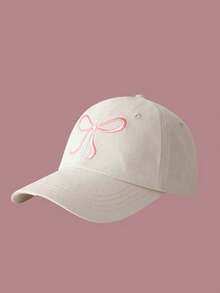 Sweet Bowknot Embroidery Baseball Hat For Women Solid Color Korean Girl Peaked Cap Outdoor Soft Cotton Snapback Sun Visors Hat - Multicolor - View 7