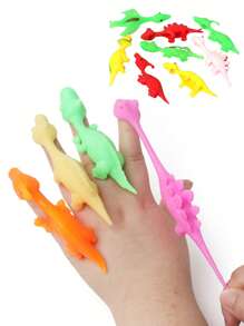 Da 5 a 20 pezzi Giocattoli divertenti con dinosauro a molla, scherzosi strumenti di lancio con elastico, giochi con dinosauri e animali da dito, giocattoli adesivi per pareti, regali per feste (stile e colore casuali)