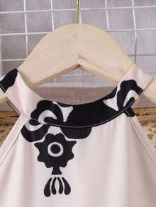 Spring/Summer Tween Girls Halter Jumpsuit, Casual & Fashionable - Black and White - View 3