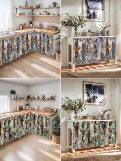 1 szt. Impresjonistyczny obraz drukowany w kawiarni, zasłona do dekoracji drzwi kuchennych, japońska tkanina wisząca, całoroczna półzasłona do szafki, zasłona przeciwkurzowa bez konieczności wiercenia