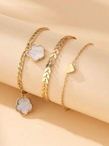 Lot de 3 bracelets de cheville élégants à trèfle porte-bonheur pour femmes, bracelets de cheville en cristaux de guérison à cinq feuilles, convenant à un port quotidien, cadeau idéal pour la petite amie, l'épouse ou la partenaire