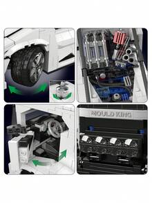 10036 Technik Ritter LKW Bausatz Klemmbausteine Kit, 1604+ Teiles Kreativer Sportwagen LKW Model Bausteine Spielzeug für 14+ Erwachsen (Statische Version) - Weiss - Übersicht 6