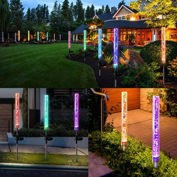 Solar Waterproof Bubble Crystal Stick Lamp Courtyard Landscape Lawn Ground Lamp
