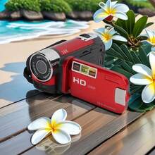 SEREE HD Wide Angle Camcorder With 270° Rotating Flip Screen, 16x Digital Zoom, 1080P Video, 2.4-Inch Display, 32GB Memory Card, Built-In Battery/USB Charging For Home Travel Concert (Portable Black/Red/White) - 黑色 - 查看 6