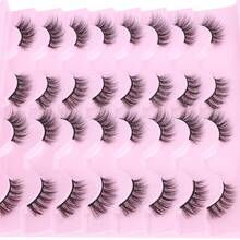 Half Eyelashes Natural Wispy Lashes With Glue Cat Eye Lashes Natural Look False Eyelashes With Lash Glue Pestañas Postizas Naturales Half Lashes Kit With Clear Eyelash Glue - B-半睫毛15MM - 查看 11