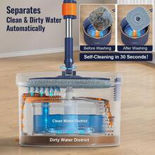 Mop And Bucket Set With 2 Microfiber Mop Pads, Spin Mop With Dirty/Clean Water Separation System, Deep-Cleaning Mops For Floors, Versatile Mops For Walls - 52'' Spin Mop + 2 Microfiber Pads - View 11