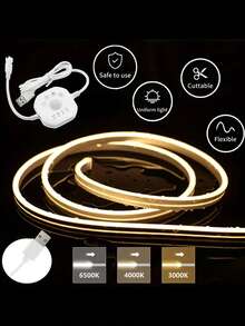 Motion Sensor Neon Lights With Warm/White Neon Flex Strip | USB Powered LED Lights 1-5M Length For Indoor/Outdoor Lighting For Garden, Stairs, Corridors, Bedroom Decor - Multicolor - View 6