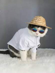 Pet Mini Stylish Sunglasses + Anti-Slip Strap Set, Pet Fashion Accessory, Multi-Color Pet Glasses Suitable For Small/Medium Cats & Dogs, Holiday & Birthday Costume, Photo Prop - Multicolor - View 9