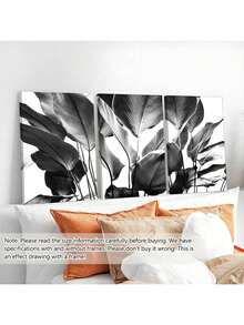 3pcs Of Framed/Pure Canvas Paintings And Posters, Can Be Hung Directly, Black And White Natural Plant Leaf Theme, Home Decoration, Wall Art, Room Decoration, Home Mural, High-Definition Printing, Ideal Gift, Living Room, Bedroom, Restaurant, Office Decoration Painting, Framed - UFP-152 - View 19