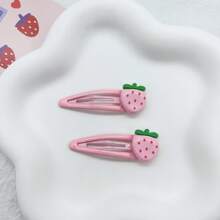 6pcs Cute Pineapple Strawberry Decor Fashionable Snap Clip For Women Glamour Girl Decoration Hair Accessories Party Gifts