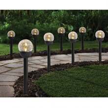Solar Powered Black LED Landscape Crackle Glass Ball Path Light, 3 Lumens, 6 Pack - 6 - View 3
