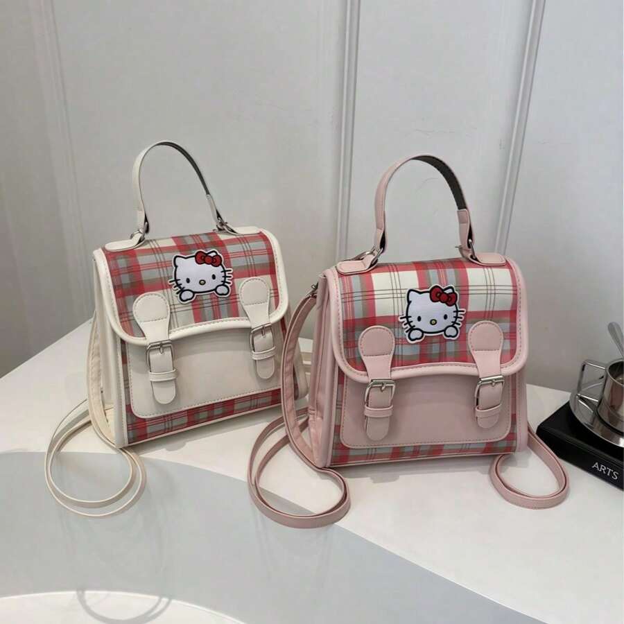 Sanrio Zaino da donna retrò ed elegante alla moda, nuovo zaino mini stile college, borsa quadrata casual da ufficio e per pendolarismo, per forniture scolastiche, back to school