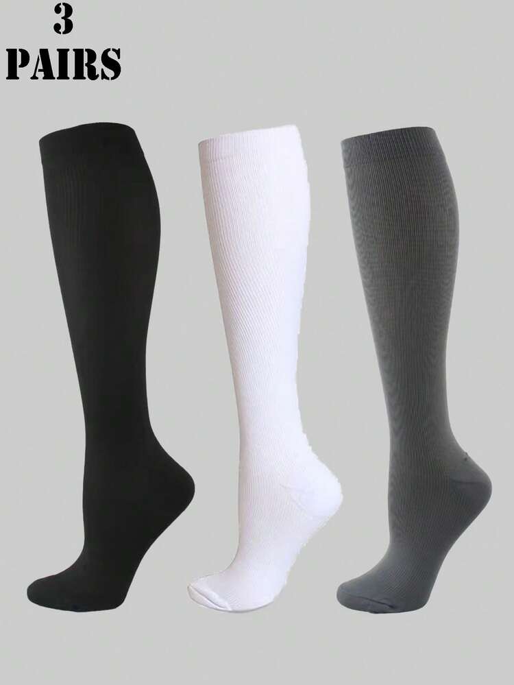 3 Pairs Copper Ion Compression Socks, Unisex, Promote Blood Circulation, Suitable For Running, Nursing, Sports, Autumn Wear - Multicolor - View 15