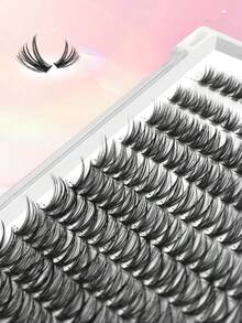 280pcs Lash Clusters 40D DIY Eyelash Extension D Curl Individual Lash Cluster Natural Eyelash Extension Mixed Tray Reusable Handmade Home Application (40D-0.07D-9-16MIX) - Black - View 2