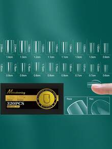 160片-320片热销透明假指甲美甲拱形指甲半磨砂美甲无痕假指甲 - 無色 - 查看 17