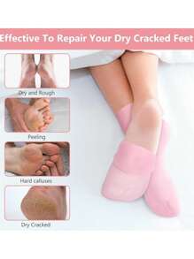 4pcs Moisturizing Gloves & Socks Set, Silicone Gel Therapy Socks For Dry Skin, Silicone Gel Heel Socks Anti-Slip, For Foot Softening, Calluses, Foot Care After Pedicure