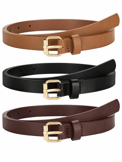 3pcs Women's Tight Belt Jeans Pants Dress Women's Thin Belt