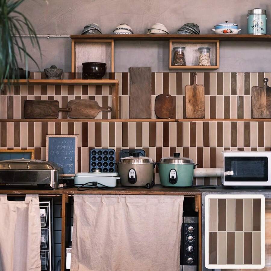 5/15 buc 9,01 in * 11,4 in rășină 3D autocolante de perete autoadezive pentru faianță de bucătărie, impermeabile, rezistente la ulei, rezistente la stropire, potrivite pentru bucătărie, baie, decor de perete