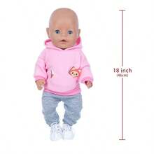 16-18 Inch Cross-Border American Doll Universal Casual Suit, Blue & Pink Fox Print Outfit, 43cm Reborn Doll Clothes 2 Pieces Set (Doll Not Included), Suitable For Spring & Autumn - Multicolor - View 4