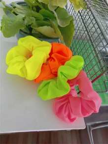 4/6 piezas Scrunchies fluorescentes de colores Y2K, accesorios elegantes para el cabello para mujeres, adecuados para vestidos, vacaciones en la playa, atuendos diarios y peinados, Casual