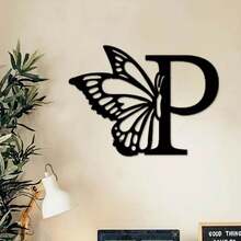 Butterfly Monogram Metal Sign, Metal Wall Art, Letter Wall Decor, Wedding Backdrop, DIY Gift, Home Decor-Metal Signs Print On Demand-- Friendly, Made From  Materials-Metal Signs For Home-Storefront Decor - Black - View 1