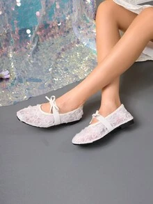 2025 Spring New French Retro Shallow Mary Jane Ballet Flats For Women - Beige - View 8