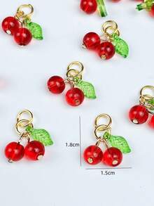 10Pcs Glass & Acrylic Beaded Charms With Golden 304 Stainless Steel Jump Rings Red Cherry Charms Fruit Pendants For DIY Jewelry Making Crafts - Multicolor - View 7