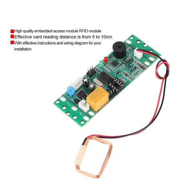 125 kHz RFID-Lesemodul, eingebettete Steuerplatine für Zugangscontroller, 9–12 V