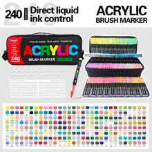 Acrylic Marker Pens, 240/168/120/100/72/60/48/36/24/12 Colors Liquid Ink Soft Tip, Student Art Supplies, Blendable Opaque Watercolor Brush Pens, High Quality For DIY, Drawing Back To School