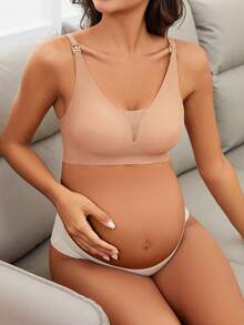 3pcs/Pack Pregnancy & Nursing Seamless Front-Clasp Bra, Deep V-Neck Sexy Breastfeeding Lingerie, Suitable For All Seasons - Multicolor - View 7