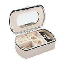 Friendly Travel Jewelry Box With Mirror - Scratch-Resistant PU Leather Jewelry Organizer For Earrings, Rings, Necklaces - Compact Lightweight Storage Case Perfect Gift For Women, Moms & Girls