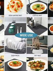 40*60/30*50 Striped Dish Drying Mat Set, Non-Slip Kitchen Countertop Mat Set, Absorbent Quick-Dry Placemat Set, Suitable For Sink And Countertop, Also Suitable For Dish Rack - Oval Wood - View 3