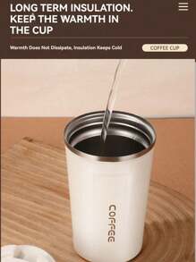 1pc 380ML Reusable Stainless Steel Coffee Cup, Portable Travel Mug, Leak-Proof Insulated Water Bottle For Office & Car Back To School