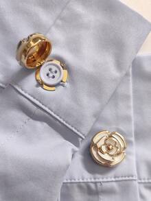 2pcs Button Cover For Shirt Flower Cufflinks Covers Flower Sleeve Button Clip On Button For Dress Wedding Tux Decoration Button Clothing Accessories Gifts - Flowers - View 7