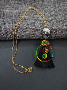 Colar de esqueleto colorido vintage feito à mão com arco-íris, joia elegante e clássica, lembrança, presente ideal para o Dia dos Namorados, aniversário