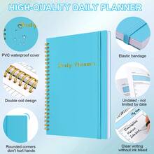 Daily Planner Undated 87 Sheets, 8.3" X 5.7" To Do List Notebook Twin-Wire Binding, A5 Hourly Planner Notebook, Daily To Do List Notepad Habit Tracker Journal For Meetings, Appointments - Blue - View 3