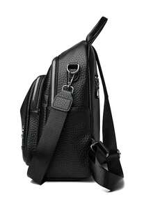 新款经典时尚高品质软皮旅行背包女士大容量奢华单肩包书包背包 - 黑色 - 查看 6