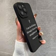 Bible Verse Pattern Phone Case, Decorative Phone Protector Cover, Phone Accessories Compatible With IPhone 11 12 13 14 15 Pro Max 15 Plus, Casing - 黑色 - 查看 5