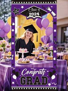 Sfondo per tenda tagliato al laser per laurea, decorazioni per festa di laurea GRAD, accessori per photobooth, decorazioni per compleanno, arazzo per decorazione della stanza, bandiera per decorazioni per feste - Multicolore - Visualizzare 7