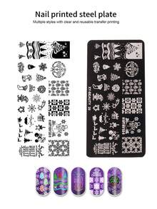蝴蝶、花卉、竹子、心形美甲印花板，硅胶指甲油印花模板 - 彩色 - 查看 4