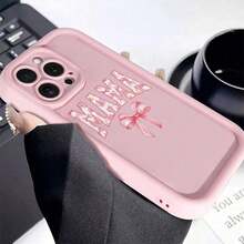 MAMA Letter & Bowknot Pattern Phone Case, Anti-Drop Cellphone Protective Case, Total Protective Shockproof Mobile Phone Cover For IPhone, Gifts For Girl - Pink - View 3