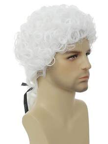Airhostess Judge Colonial Wig For M Funny Crazy Wigs Washington Hallowe Costume Cosplay Party Wigs (Light Brown) - B1-Judge Colonial 假髮-亮白色 - 查看 6