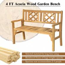 Patio Outdoor Solid Wood Bench Loveseat Chair Park Garden Yard Home Outdoor - 1 - View 4