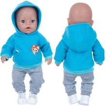 16-18 Inch Cross-Border American Doll Universal Casual Suit, Blue & Pink Fox Print Outfit, 43cm Reborn Doll Clothes 2 Pieces Set (Doll Not Included), Suitable For Spring & Autumn - Multicolor - View 7