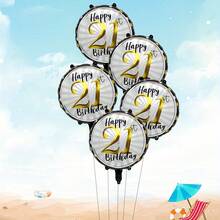 5pcs Black & Gold Foil Balloons - 18 Inches Round Digit, Suitable For 21st, 30th, 40th, 50th, 60th Birthday Celebration - Perfect For Party Decoration, Anniversary, Birthday Party - Multicolor - View 12