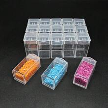 1 pieza Caja de almacenamiento de plástico transparente multiusos con 32/48/64 compartimentos y etiquetas adhesivas - Apta para cuentas, joyería, manualidades y suministros para arte de uñas - Cierre a presión, excelente para pintura de diamantes, bordado y caja de joyería